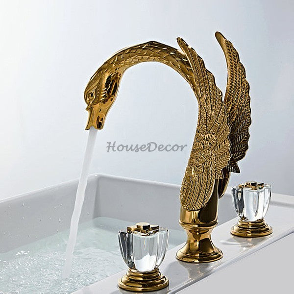 Gold bath shower mixer tap dual handle control additional view