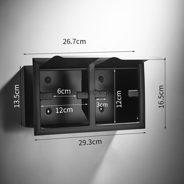 Black Stainless Steel toilet paper holder wall mounted design detail view