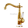 Gold Brass bath shower mixer tap swivel spout detail view