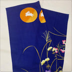 Blue Fabric doorway curtain room divider design detail view