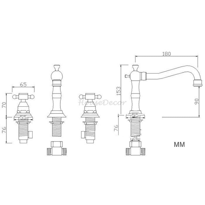 Modern bath shower mixer tap dual handle control additional view