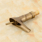 Antique Brass bath shower mixer tap waterfall spout detail view