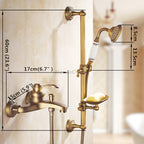 Antique Brass bath shower mixer tap handheld shower set detail view