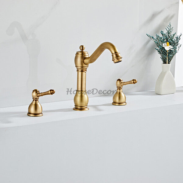 Brass bathroom basin mixer tap dual handle control additional view