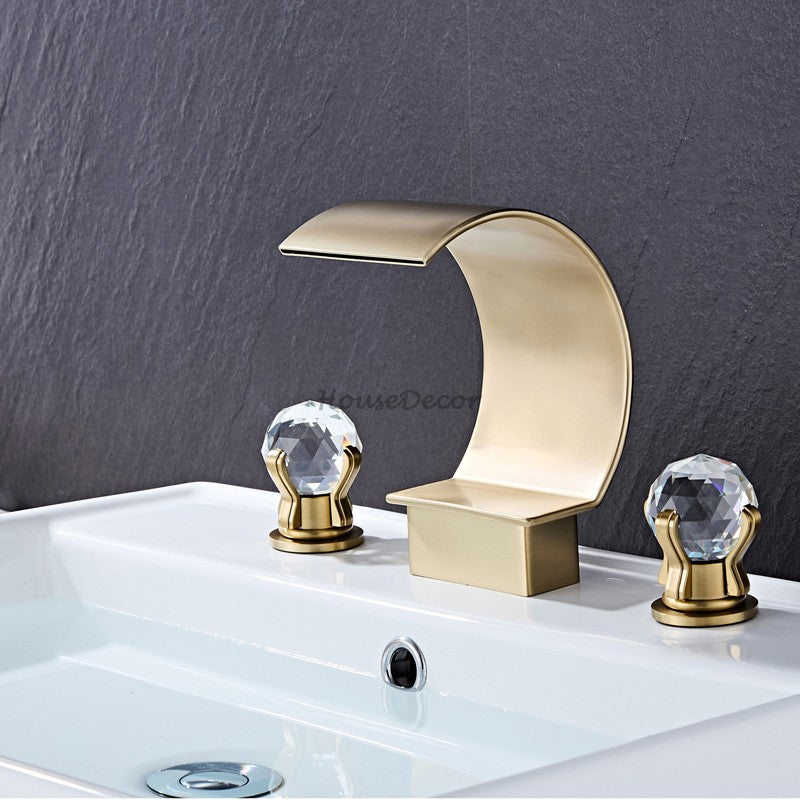 Modern bath shower mixer tap waterfall spout detail view
