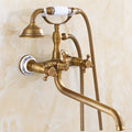 Antique Brass bath shower mixer tap swivel spout detail view