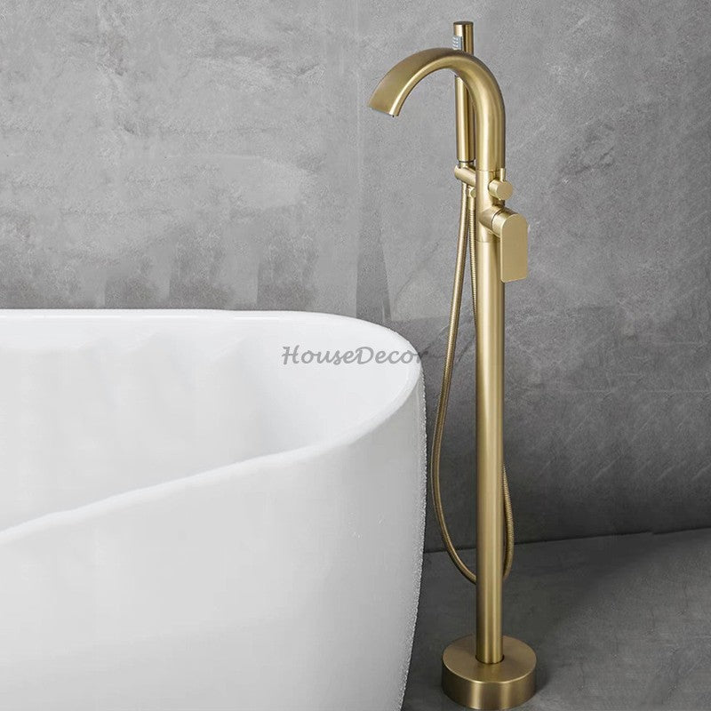 Modern bath shower mixer tap waterfall spout detail view