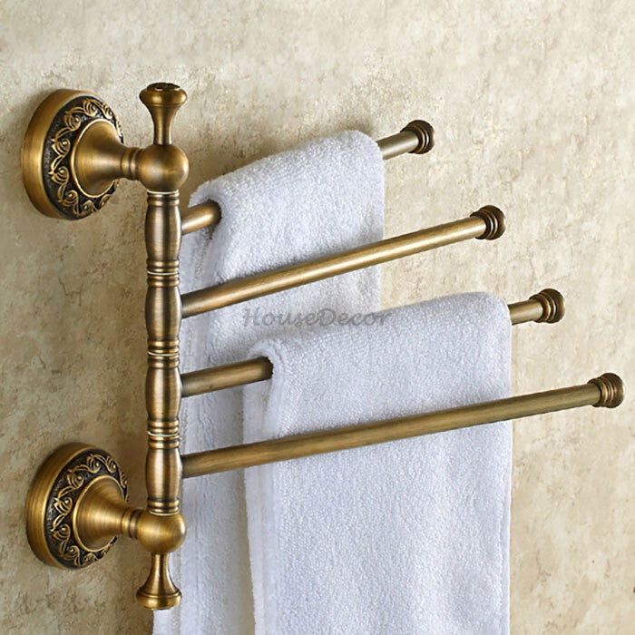 Antique Brass towel rack swivel spout main view