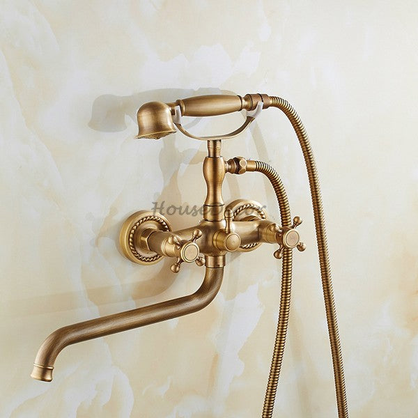 Antique Brass bath shower mixer tap swivel spout additional view