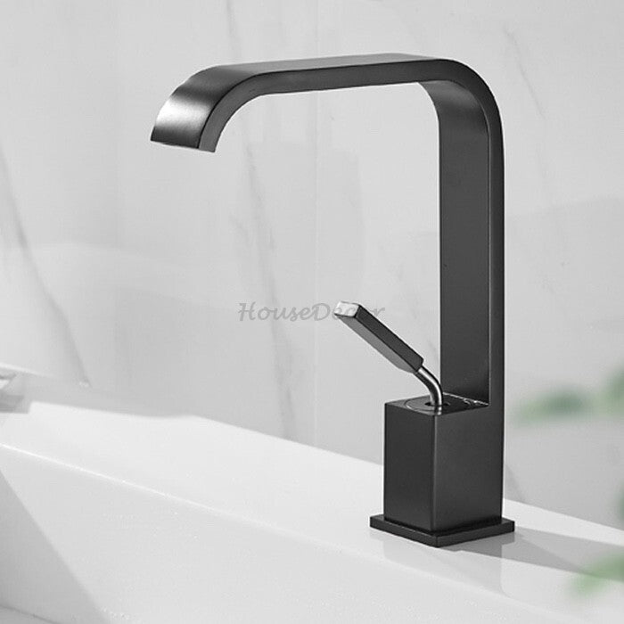Modern bathroom basin mixer tap waterfall spout main view