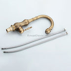 Antique Brass kitchen sink mixer tap swivel spout additional view