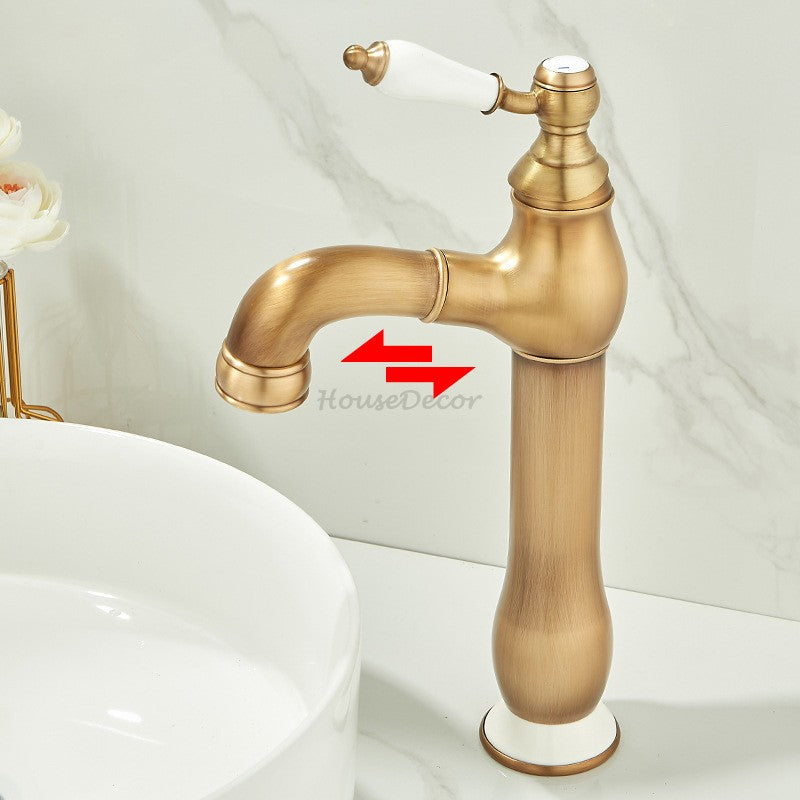 Antique Brass bath shower mixer tap pull out spray detail view
