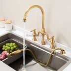 Modern kitchen sink mixer tap dual handle control additional view