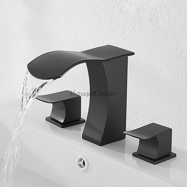 Modern bath shower mixer tap waterfall spout detail view
