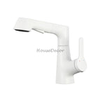White bath shower mixer tap pull out spray main view