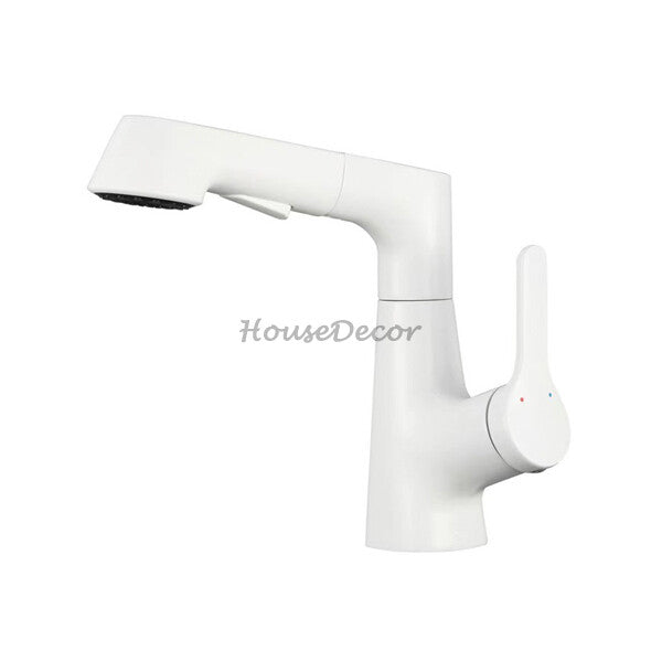 White bath shower mixer tap pull out spray main view