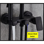 Black bath shower mixer tap handheld shower set detail view