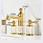 Gold Ceramic bathroom basin mixer tap 3 hole installation additional view