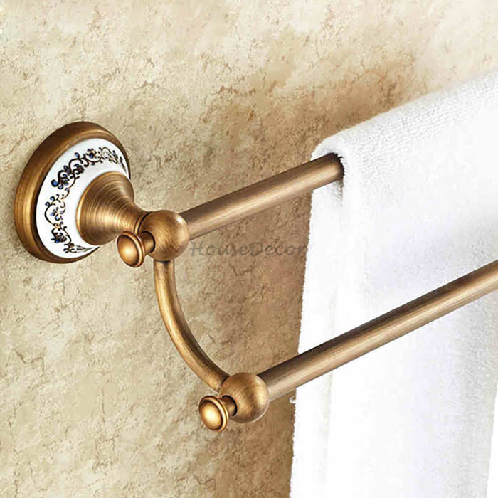 Antique Brass towel rack wall mounted design main view