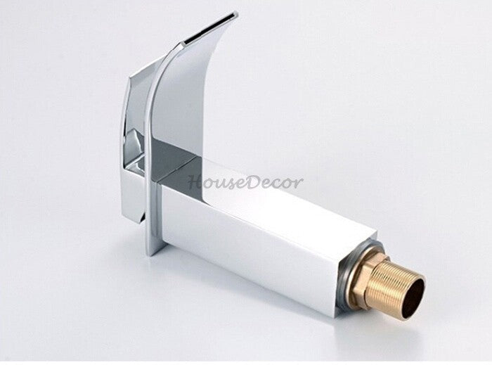Chrome bath shower mixer tap waterfall spout detail view