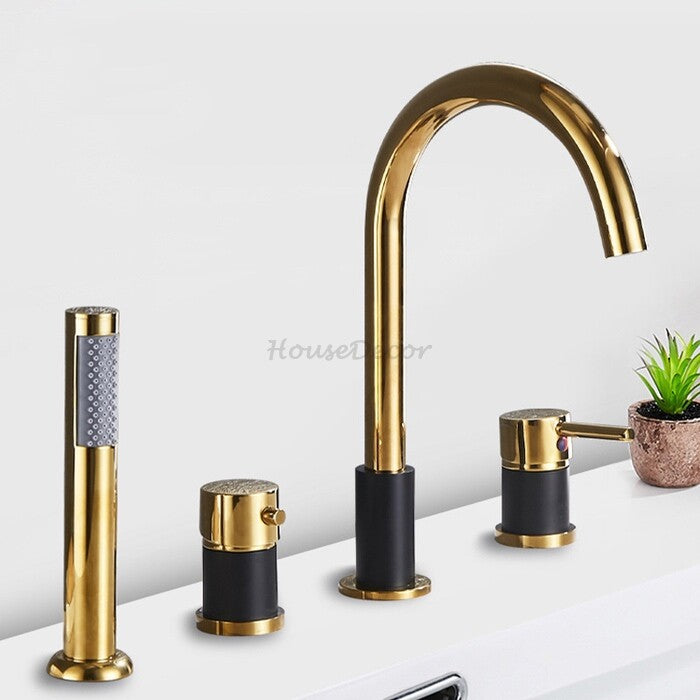 Modern bath shower mixer tap handheld shower set detail view