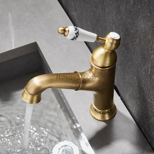 Antique Brass bath shower mixer tap pull out spray additional view