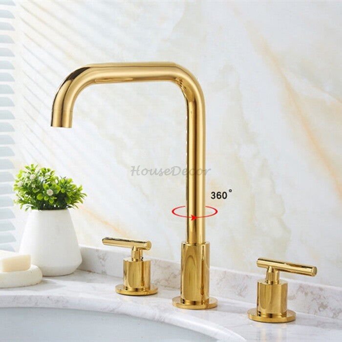Modern bath shower mixer tap dual handle control detail view