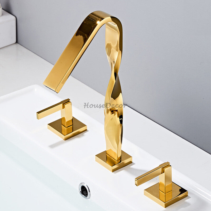 Modern Brass bath shower mixer tap dual handle control additional view