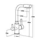 Chrome kitchen sink mixer tap swivel spout detail view
