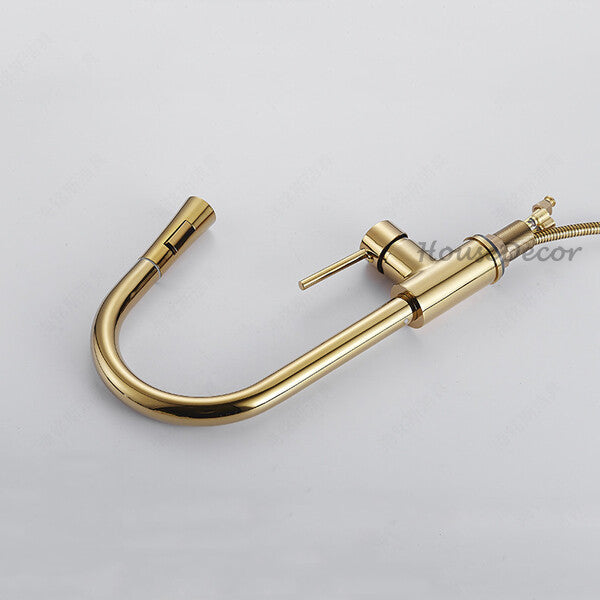 Gold kitchen sink mixer tap pull out spray additional view