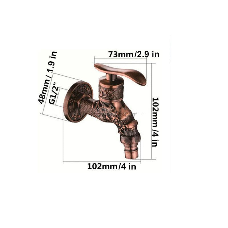 Modern utility faucet wall mounted design detail view