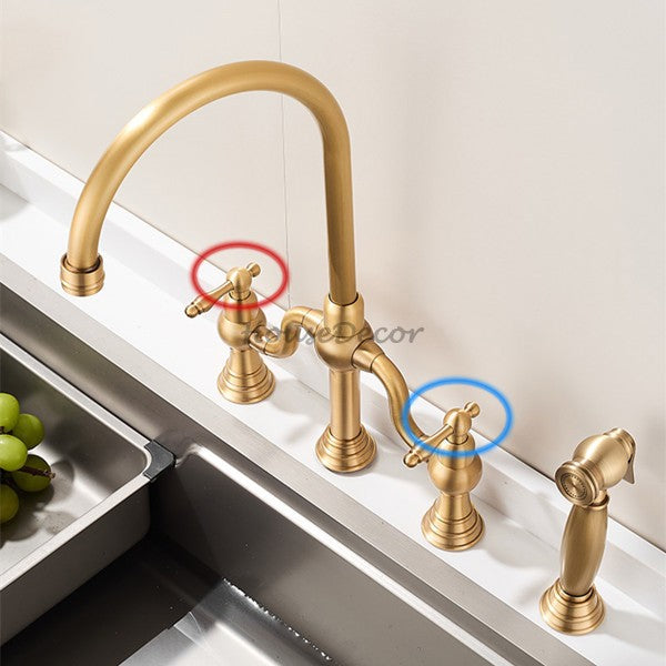 Modern kitchen sink mixer tap dual handle control additional view