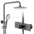 Modern bath shower mixer tap waterfall spout detail view