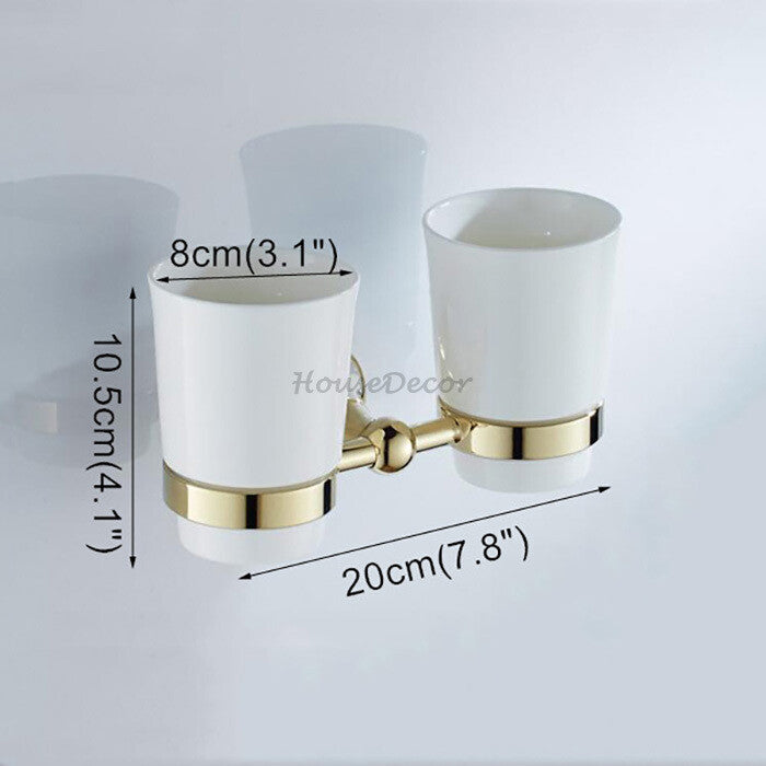 Gold Brass toothbrush holder wall mounted design additional view