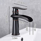 Black bathroom basin mixer tap waterfall spout additional view
