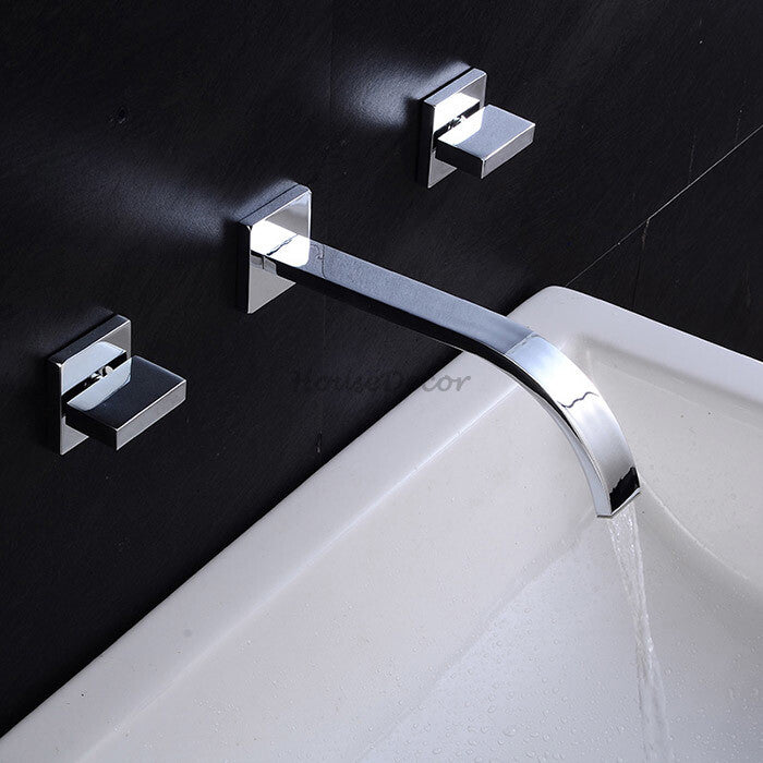Chrome bath shower mixer tap waterfall spout detail view