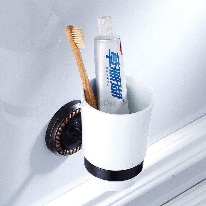 Black Brass toothbrush holder wall mounted design main view