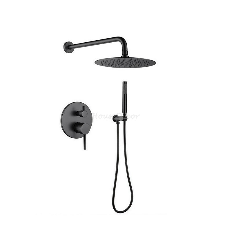 Concealed Rainfall Shower Mixer Tap Set Wall Dual Head Modern Bathroom Bath Unit