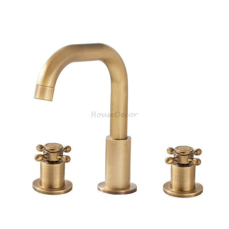 Antique Brass bath shower mixer tap dual handle control additional view