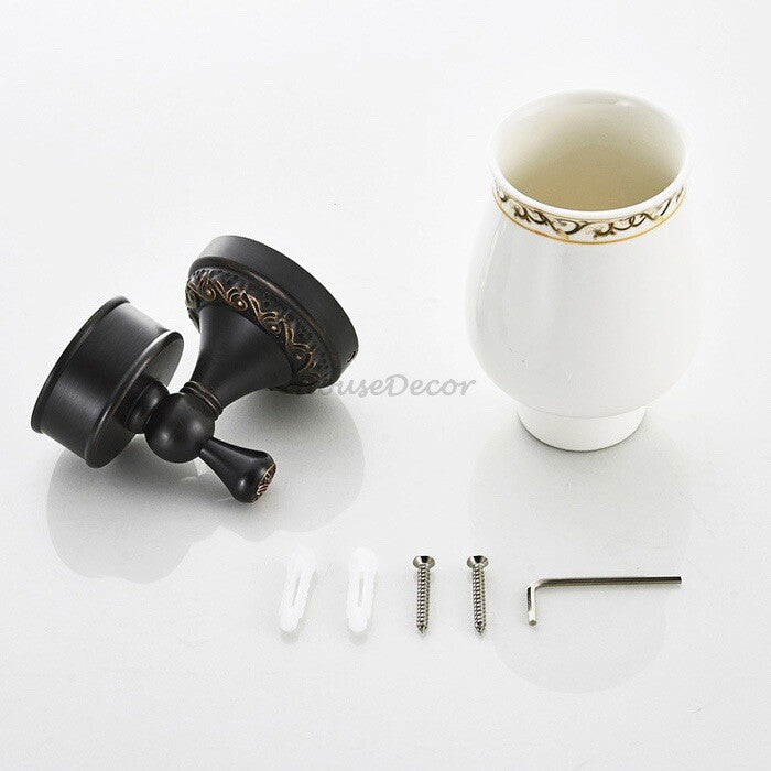 Black Brass toothbrush holder detailed product view additional view