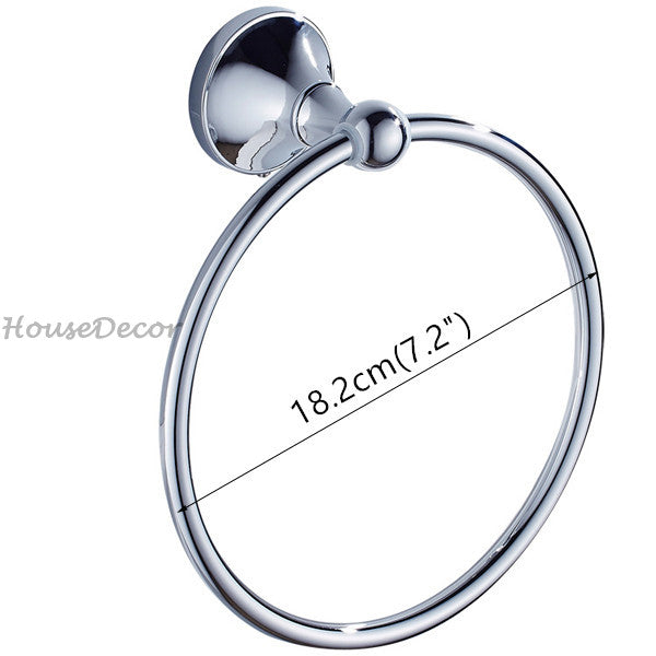 Chrome towel ring wall mounted design detail view