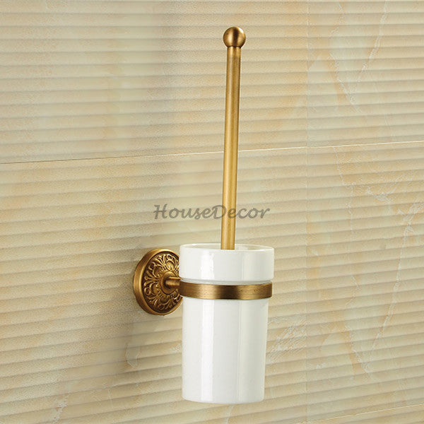 Antique Brass toilet brush holder detailed product view detail view