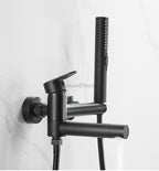Matte Black Brass bath shower mixer tap wall mounted design detail view