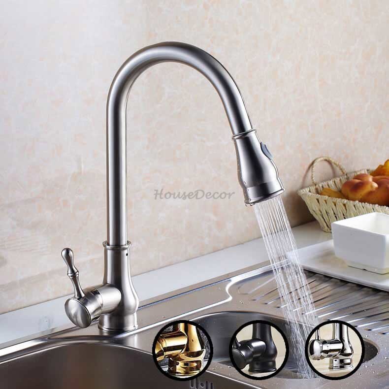 Modern bath shower mixer tap pull out spray main view