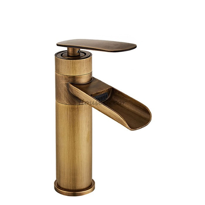 Modern bath shower mixer tap waterfall spout detail view