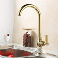 Gold kitchen sink mixer tap swivel spout main view