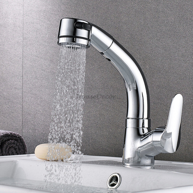 Modern bath shower mixer tap pull out spray main view