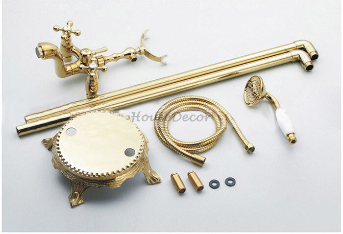 Modern bath shower mixer tap handheld shower set detail view