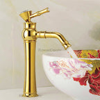 Gold bath shower mixer tap swivel spout detail view