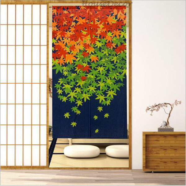 Green Fabric doorway curtain room divider design main view
